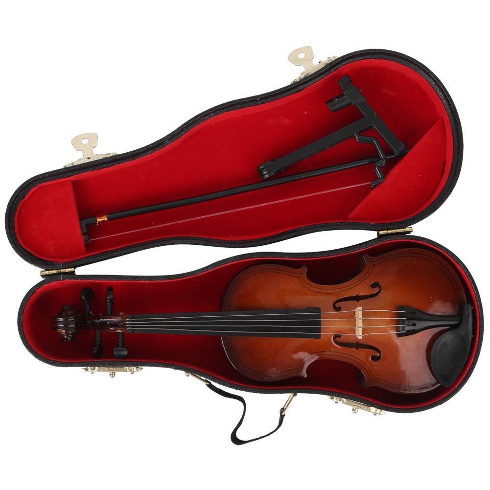 Hand Made Wooden Mini Violin, 7.9in Mini Musical Instrument Model Ornaments With Gift Box - Small Violin Toy for Home Decoration