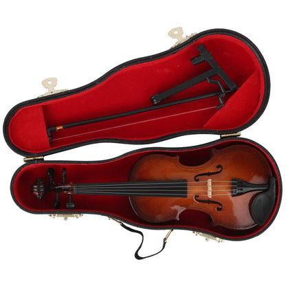 Hand Made Wooden Mini Violin, 7.9in Mini Musical Instrument Model Ornaments With Gift Box - Small Violin Toy for Home Decoration