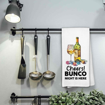 Bunco Gifts Kitchen Towel, Bar Cart Decor, Funny Bar Cart Bartender Wine Hand Towel for Bathroom Kitchen, Wine Bunco Gifts for Women
