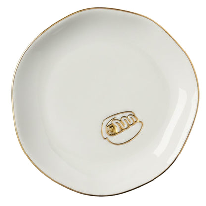 InnoBeta Hot Dog Gifts, Hot Dogs Gifts - 4.75" Handcrafted Ceramic Ring Dish with Gold Trim, Decorative Trinket Dish for Rings Earrings