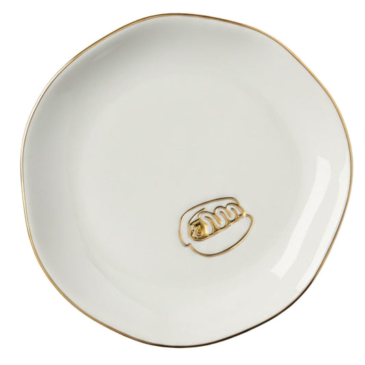 InnoBeta Hot Dog Gifts, Hot Dogs Gifts - 4.75" Handcrafted Ceramic Ring Dish with Gold Trim, Decorative Trinket Dish for Rings Earrings