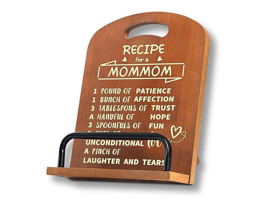 InnoBeta Mommom Gifts from Grandkids, Cookbook Stand for Kitchen Counter, Perfect Gifts for Mommom on Birthday, Adjustable Tablet Recipe Book Holder, Unique Kitchen & Home Decor
