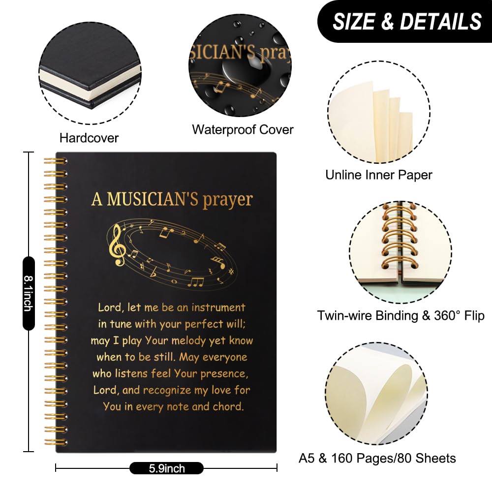 A Musician's Prayer 160 Pages Blank Notebook, Funny Christian Gifts for Musician, Thank You Gifts for Music Lover, Christmas Birthday Musician Gifts for Song Writer, Music Teacher Gifts