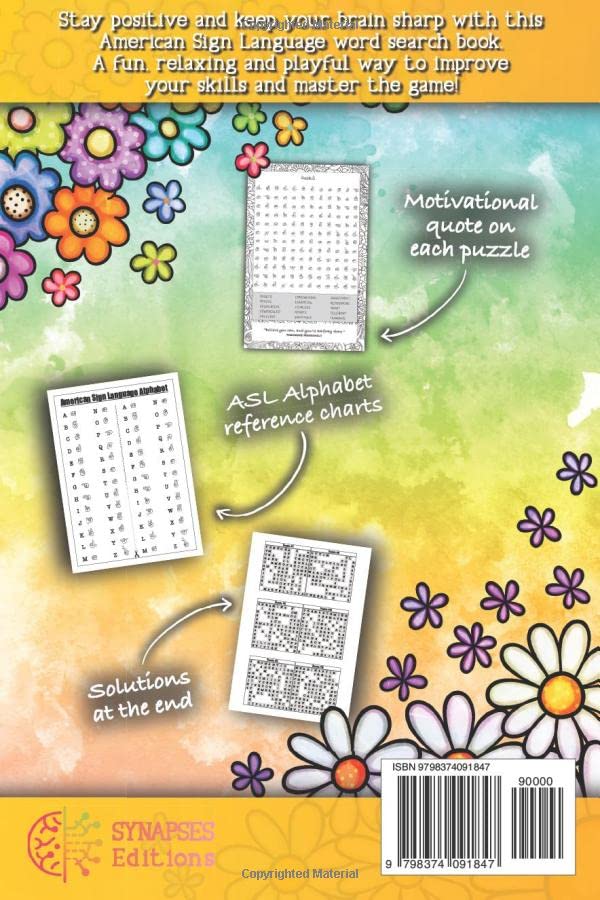 ASL Inspirational Word Search - Positive Vibes American Sign Language Puzzles: Pocket-Sized Fingerspelling Alphabet Games Book - Perfect ASL Gift for Beginners or Fluent Signers, Adults or Teenagers
