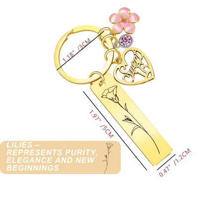 Sweet Sixteen Gifts for Girls - 16th Birthday - 16 Year Old Teen Girl Valentine's Day Gifts from Mom Dad Grandpa Grandma Aunt, Double-Sided Engraved Stainless Steel Gold Keychain