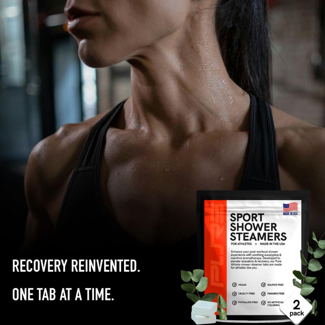Sport Shower Steamers - USA Made with Natural Eucalyptus Essential Oil, Aromatherapy, Stress and Sinus Relief, Muscle Recovery for Athletes, Best Birthday Presents and Father’s Day Gifts for Runners