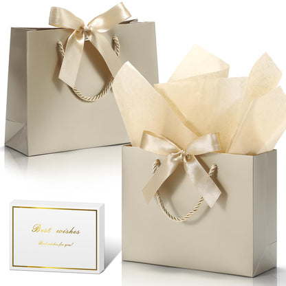 DOYIDE 30 Pack Gift Bags Medium Size with Ribbon and Greeting Cards Tissue Paper, 9"x7"x3.1" Portable Paper Gift Bag with Handles, Thank You Bags for Wedding Birthday Party Mothers Day Bridal Shower