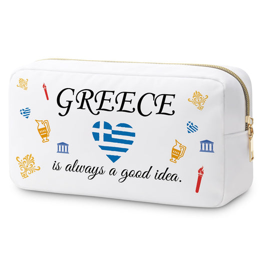 Greece Gifts for Women Makeup Bag Gifts for Greece Lovers Greece Trip Gift Greek Gift Greece Travel Gifts for Family Friendship Gift Greek Vocation Cosmetic Bag Girls Weekend Gift Travel Pouch