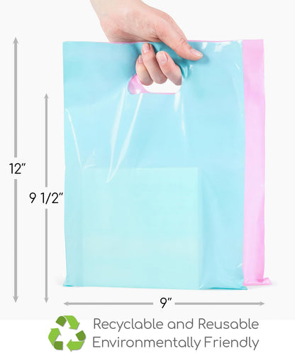 Choice Marts Merchandise Bags Pastel Pink & Pastel Blue Color 200 Count 9"x12" Size 1.5Mil Thick