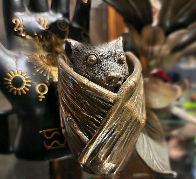 Bat Decor Trinket Box - 3.5 Inch | bats decor enthusiasts, features a hidden stash compartment, crafted from durable resin with antique bronze finish, perfect for home decoration and Halloween themes