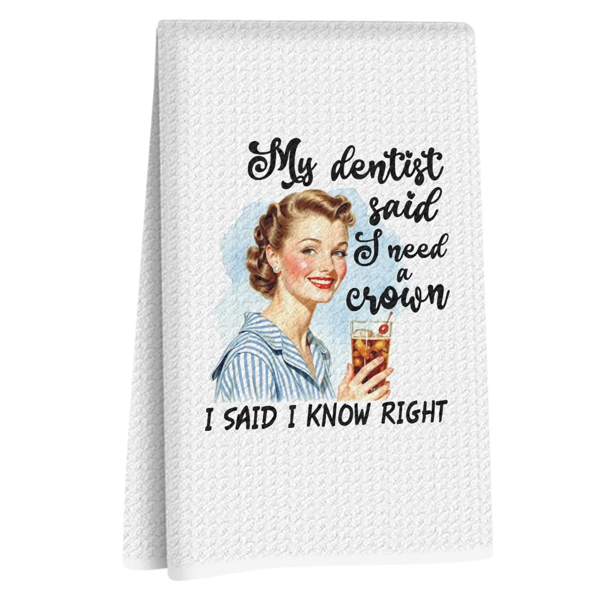 Hanamiya Na Funny Kitchen Towels, Hostess Gifts for Women, Reusable Tea Towels for Kitchen Home Farmhouse Decor, Funny Waffle Weave Dish Drying Towel, Ladies Gifts for Women Friend Mom, 24x14 Inch