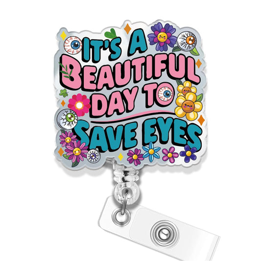 Funny Optometry Badge Reel, Retractable ID Badge Reel with Shark Clip for Optometrist Eye Doctor Vision, Optometry Student Graduation Gifts