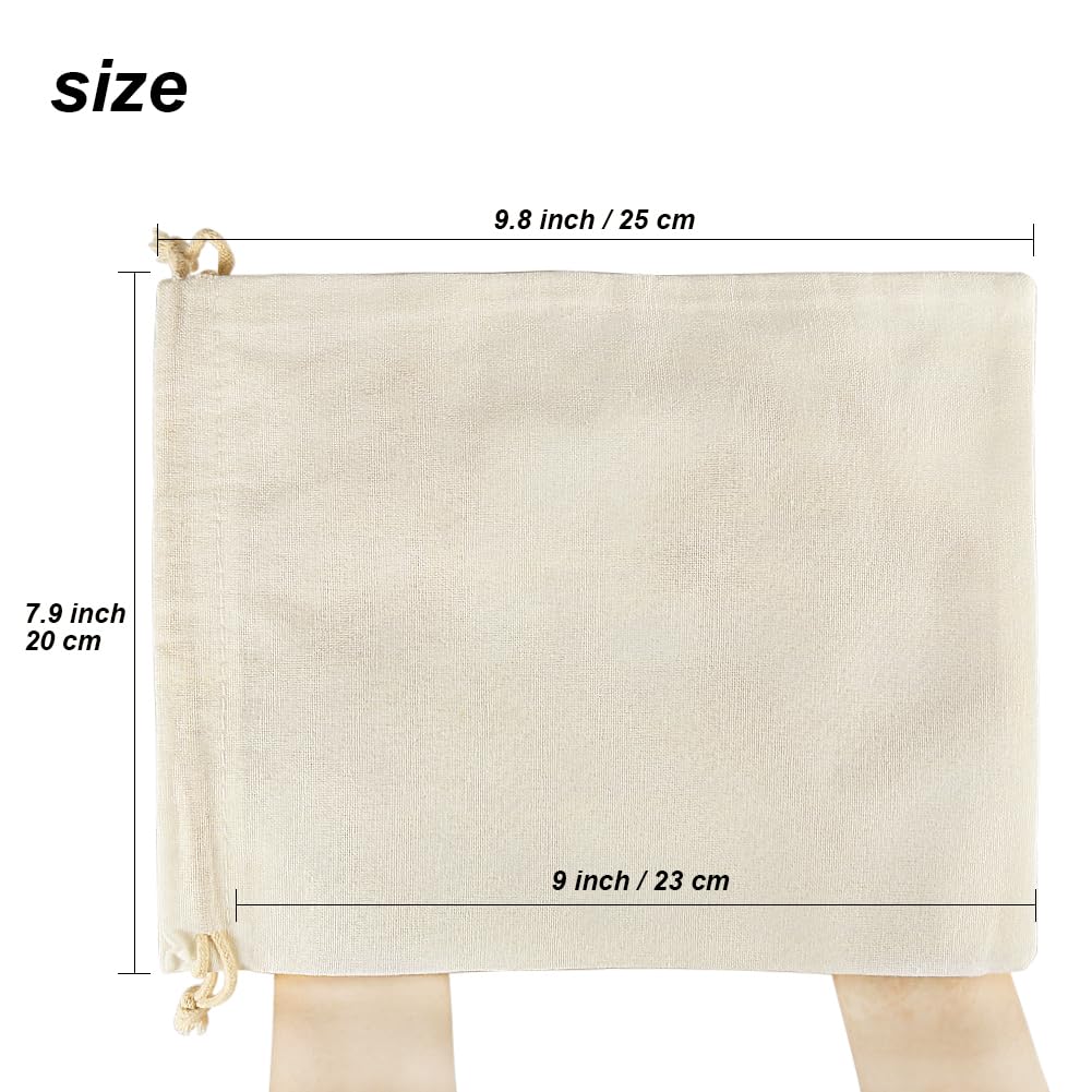 HRX Package 20pcs Muslin Bags 8x10 inches, Cotton Drawstring Bag Fabric Gift Pouches Sachet for Jewelry Party Favors Wrapping DIY