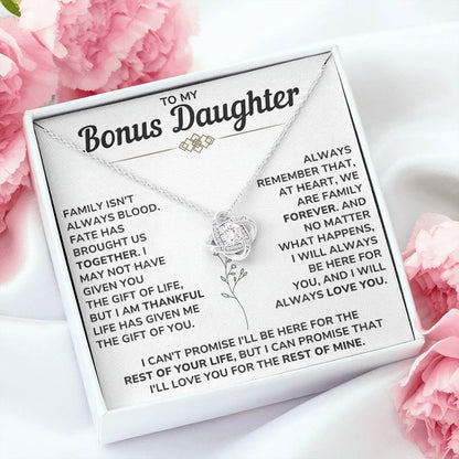 To My Beautiful Bonus Daughter Necklace From Mom & Dad With Heartfelt Message Card Perfect for Birthday, Graduation, or Christmas Gift 14k Pendant to Stepdaughter & Goddaughter