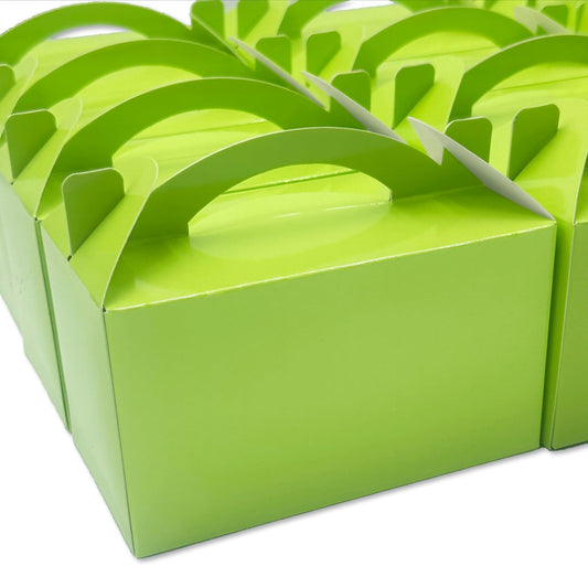 TIMESEEK 30-Pack Spring Green Gable Treat Boxes with Handles, 6" Pop-Up Party Favor Gift Boxes for Candy, Birthday,Wedding,Baby Shower, Eco-Friendly Cardboard Goodie Bags for Kids, Bachelorette Decor
