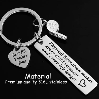 Gifts For Pe Teachers Keychain For Men Male Women P E Gym Professor Retirement Jewelry From Student Physical Education Pe Teacher Keychain