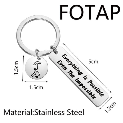 FOTAP Everything Is Possible Even The Impossible Keychain Inspirational Gift