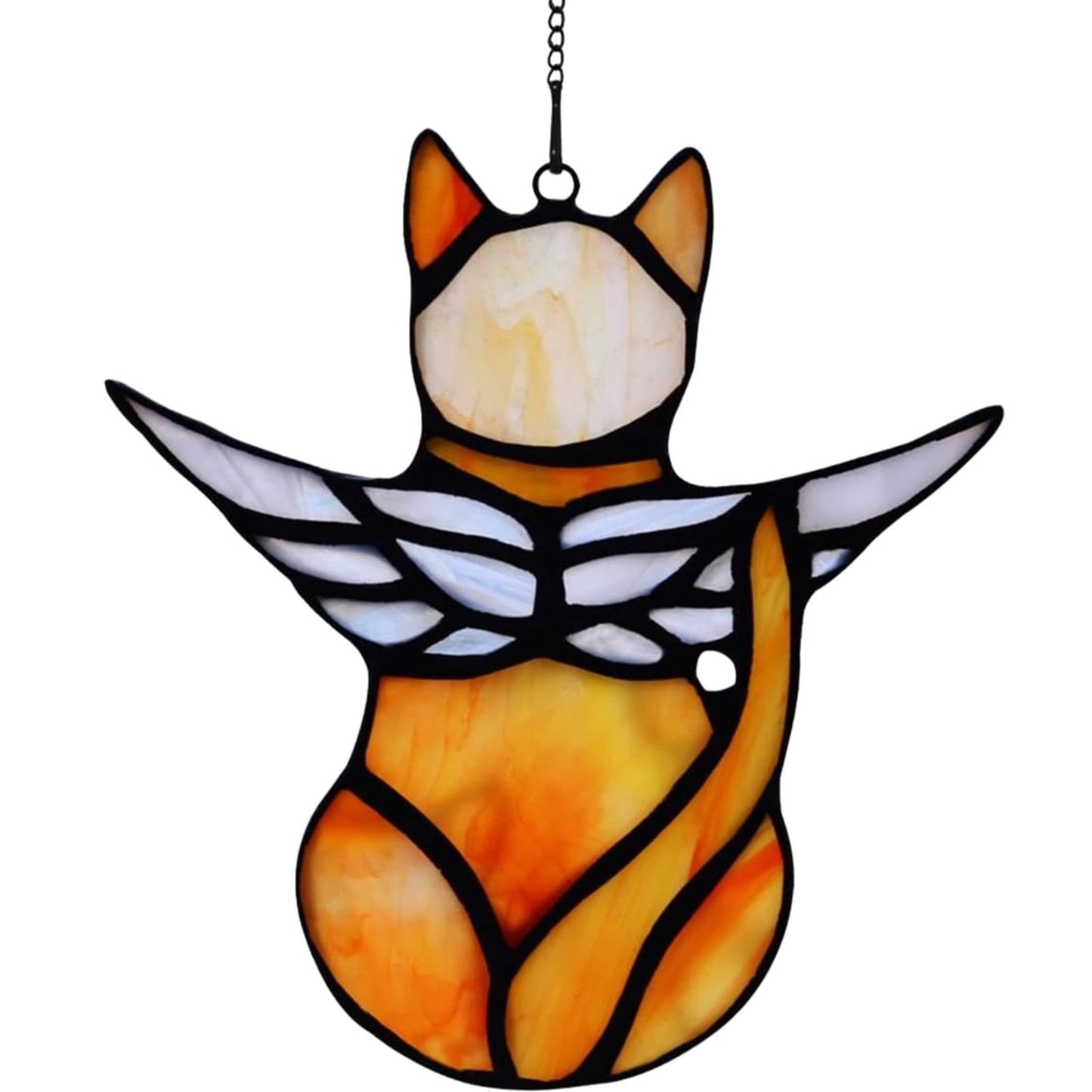 Cat Angel Memorial Statue, Stained Glass Window Hanging Decorations, Loss of Cat Sympathy Gift, Pet Memorial Sympathy Gifts Decoration, Miniature Hanging Ornament