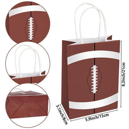 Hxezoc 12 Pieces Football Gift Bags with Handle, Paper Treat Candy Bag Sport Favor Bags for Football Theme Birthday Party Decoration Supplies