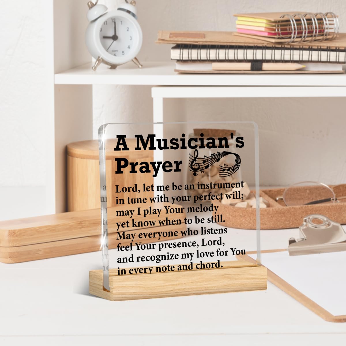 Musician Gifts for Men Women, Gifts for Music Lover Teacher Musicians Prayer Acrylic Desk Plaque Sign Home Music Room Studio Desk Decor