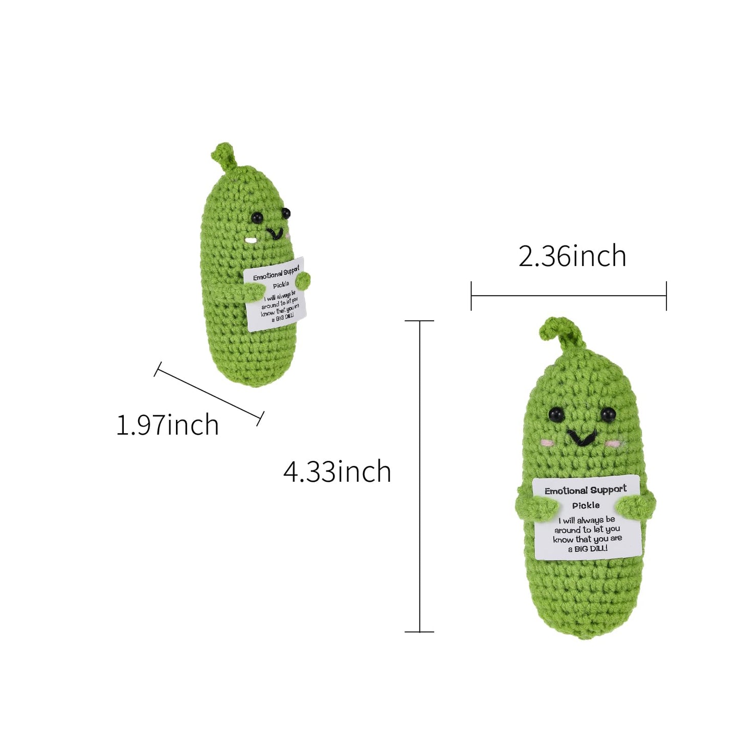 Letken Encouragement Pickle Plush Toys Positive Crochet Animals Gifts Encouragement Birthday Gifts, Christmas Stocking Stuffers (Support Pickle)