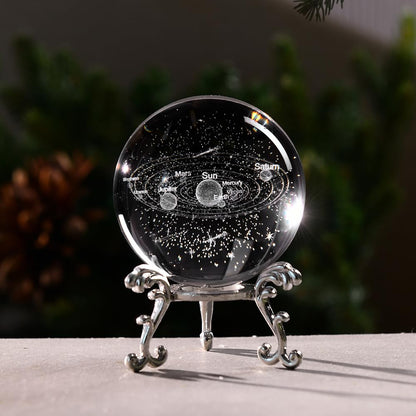 3D Solar System Crystal Ball Universe Gifts 60mm Glass Astronomy Globe Decor Science Planets Model Gift Space Themed Gifts for Space Enthusiasts and Model Collectors