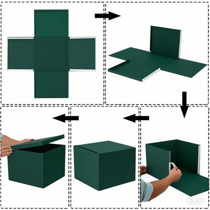 1Pcs Green Extra Large gift box with lids 16.5×13×8 Inches gift boxes for presents,Birthday Box (include Ribbon, Paper Shred Filler Gift Card & Envelopes)