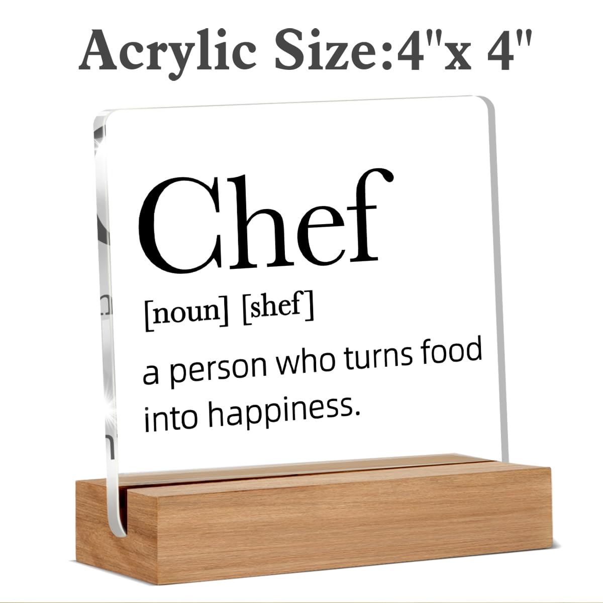Chef Gifts for Men Women, Chef Definition Gift, Gifts for Chefs, Home Kitchen Decor, Desk Decor Acrylic Sign, 4 x 4 Inches