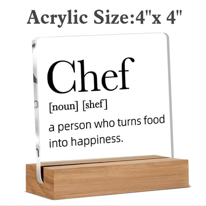 Chef Gifts for Men Women, Chef Definition Gift, Gifts for Chefs, Home Kitchen Decor, Desk Decor Acrylic Sign, 4 x 4 Inches