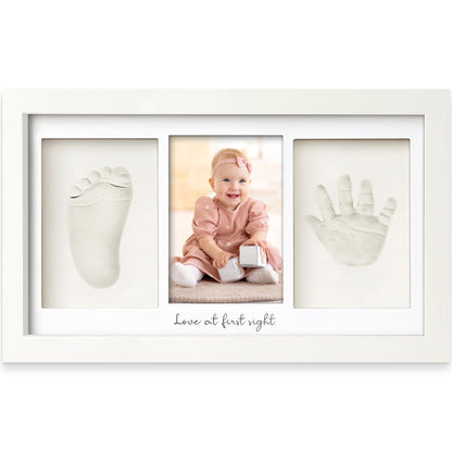 KeaBabies Baby Hand and Footprint Kit - Clay Handprint Keepsake Frame, Newborn Nursery Picture Frame, Personalized New Mom Gifts for Baby First Christmas Shower (Alpine White)