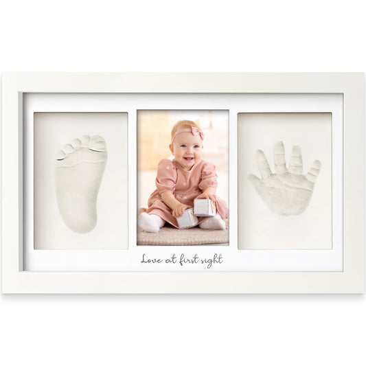 KeaBabies Baby Hand and Footprint Kit - Clay Handprint Keepsake Frame, Newborn Nursery Picture Frame, Personalized New Mom Gifts for Baby First Christmas Shower (Alpine White)