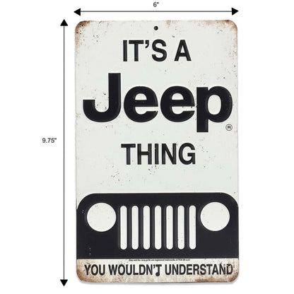 Jeep Thing Black and White Metal Sign - Vintage Sign for Garage or Man Cave