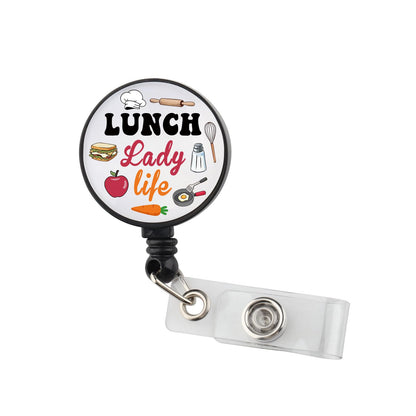 Lunch Lady Badge Reel Retractable ID Badge Holder Cafeteria Worker Gifts School Lunch Ladys Gift (Lunch Lady Badge Reel)