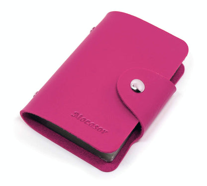 Credit Card Holder for Men & Women Bank Card Case with 24 Insert Slots (Rose Red)