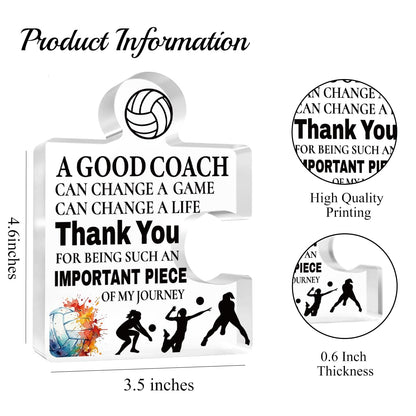 Inspirational Coach Thank You Appreciation Gifts Thank you for Being Such an Important Piece of my journey Acrylic Puzzle Volleyball Coach Gifts for Home Office Desk Table Decor