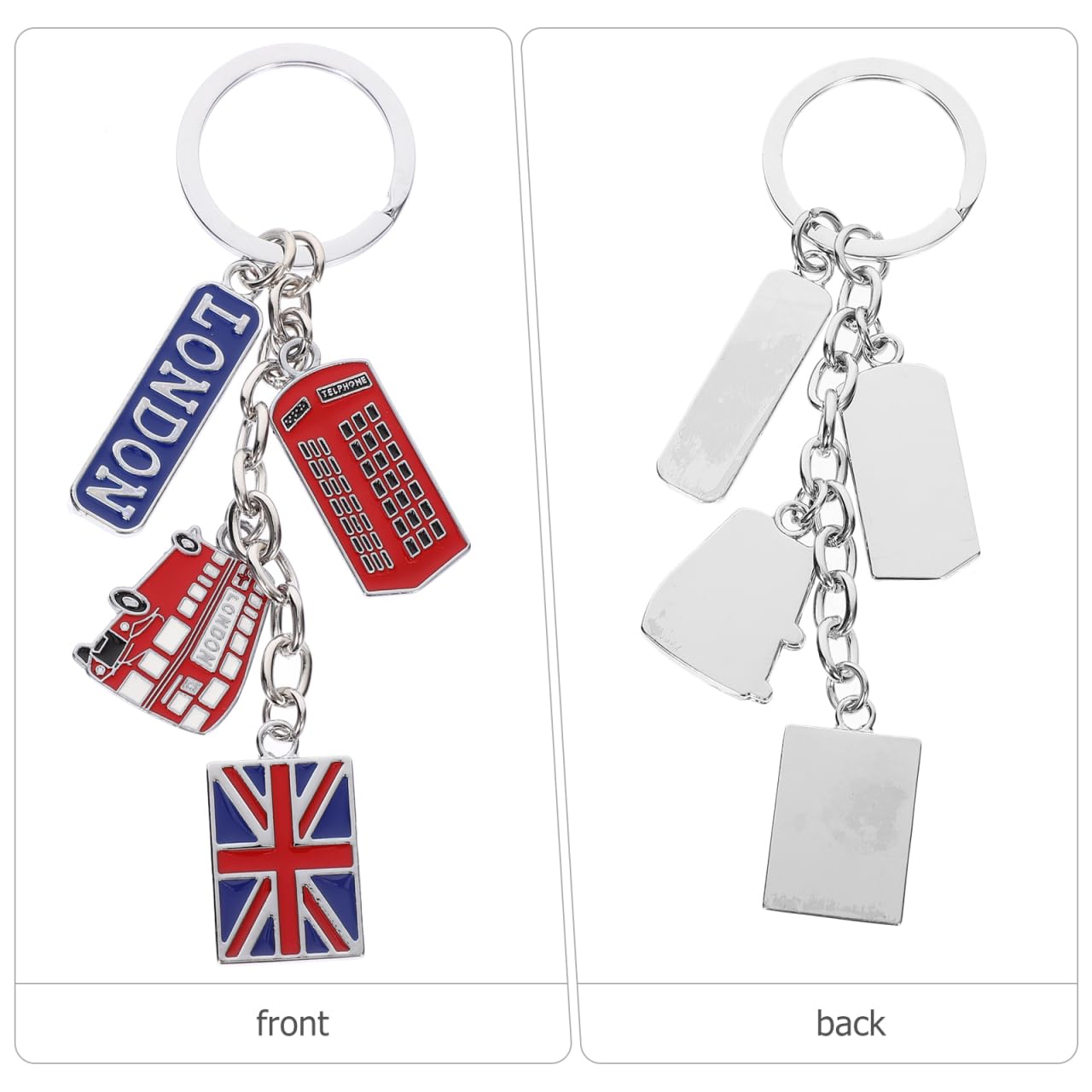 PRETYZOOM 1PC UK Flag Keychain, London Souvenir Keychain with Union Jack Flag Telephone Booth Charm Bag Hanging Pendant, British Themed Party Favors, Travelers Keepsake