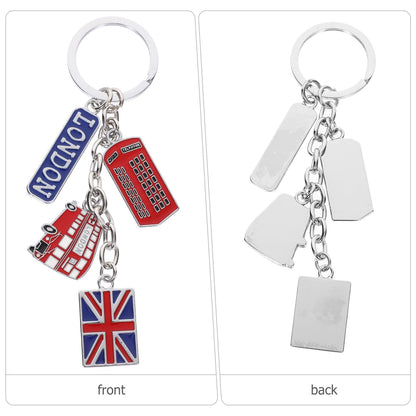 PRETYZOOM 1PC UK Flag Keychain, London Souvenir Keychain with Union Jack Flag Telephone Booth Charm Bag Hanging Pendant, British Themed Party Favors, Travelers Keepsake