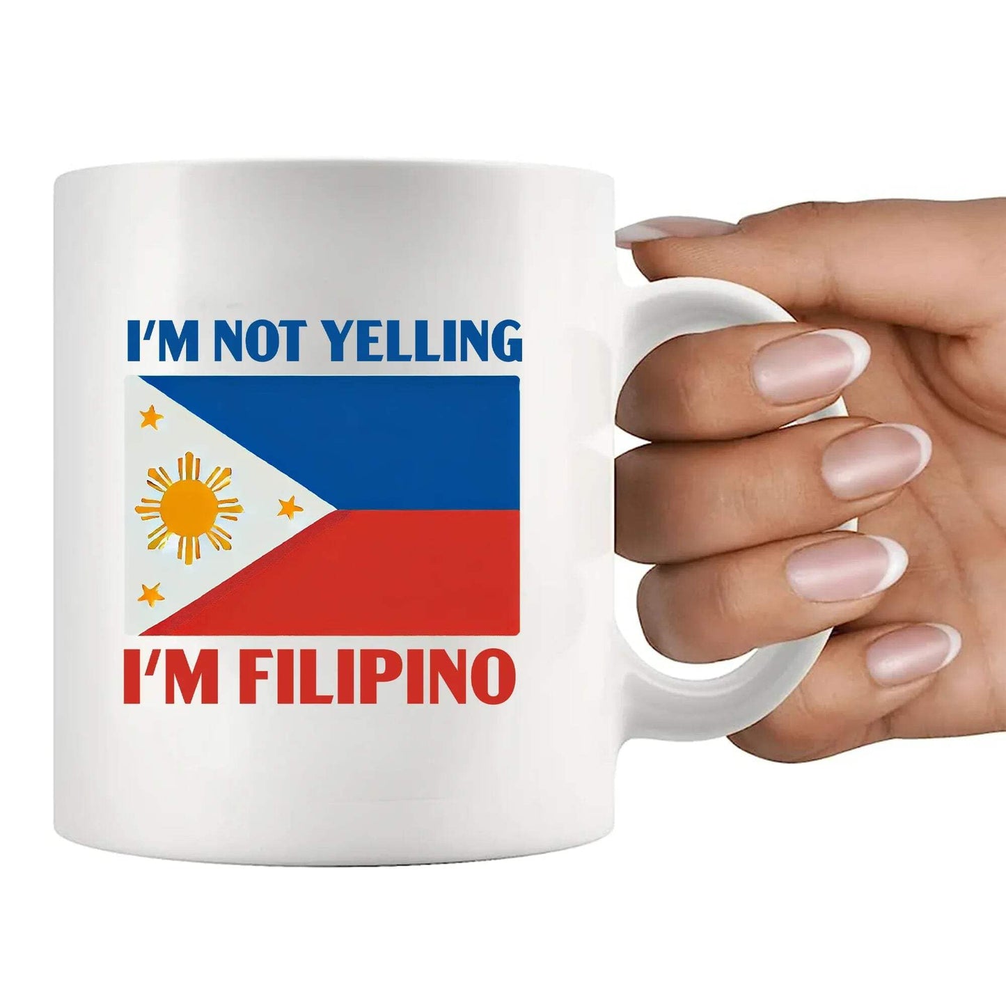Panvola I'm Not Yelling I'm Filipino Philippines Gifts For Men Women Filipino Friends Family Immigrants New Citizen Funny Coffee Ceramic Mug 11 oz White