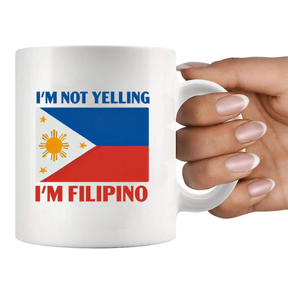 Panvola I'm Not Yelling I'm Filipino Philippines Gifts For Men Women Filipino Friends Family Immigrants New Citizen Funny Coffee Ceramic Mug 11 oz White