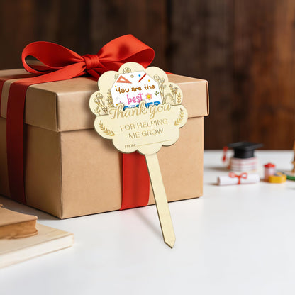 2Pcs Teacher Appreciation Gifts Card Holder, Wooden Teachers Thank You Gift Card Holder for Women Men Back to School Party Supplies