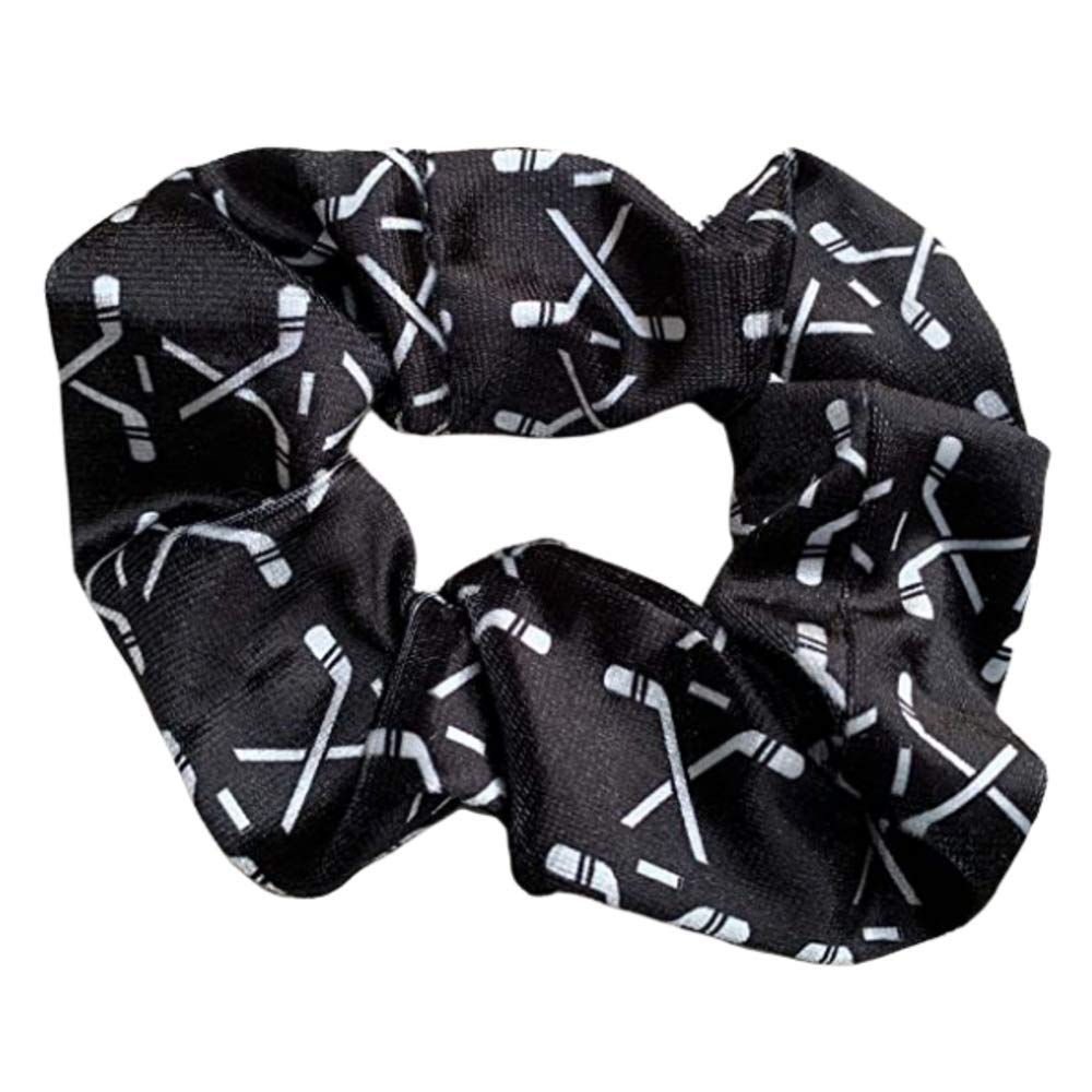 Infinity Collection Hockey Scrunchie, Girls Premium Velvet Hair Accessories, Hockey Gift for Women, Teens and Girls, Black, White