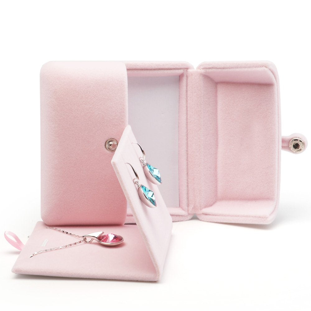 Oirlv Pink Velvet Jewelry Packaging Box Pendant Earrings Display Storage Case Pendant Gift Box