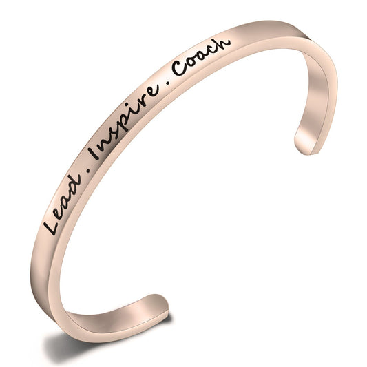 FEELMEM Cheerleader Bracelet Lead Inspire Coach Cuff Bangle Bracelet,Cheer Jewelry For Cheerleader
