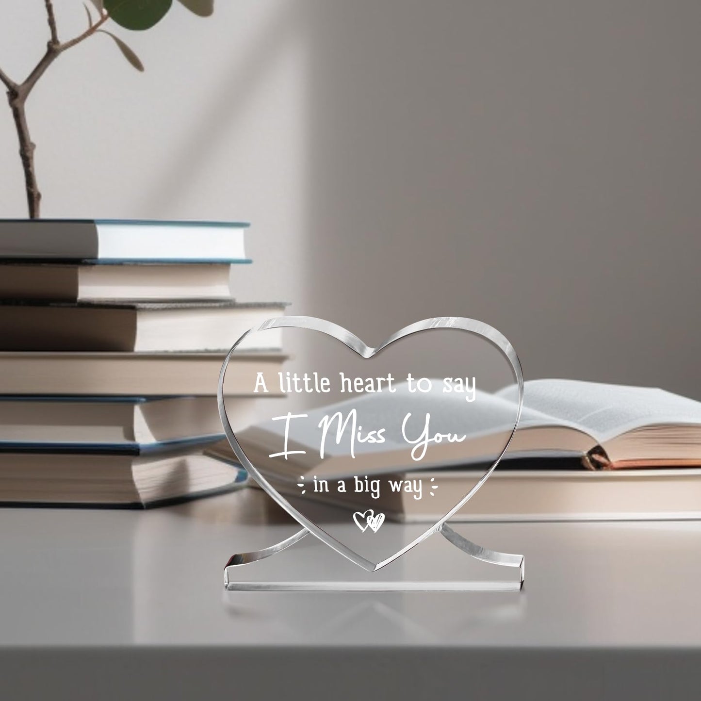 Birthday Gifts for Girlfriend, Boyfriend, Him, Her, Long Distance Relationship Gifts for Best Friend, I Miss You, Acrylic Desk Decor, Romantic Valentine's Day I Love You Gift, Heart Plaque