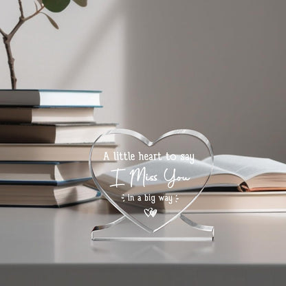 Birthday Gifts for Girlfriend, Boyfriend, Him, Her, Long Distance Relationship Gifts for Best Friend, I Miss You, Acrylic Desk Decor, Romantic Valentine's Day I Love You Gift, Heart Plaque