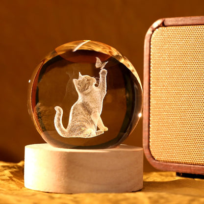 Cat Lover Gifts for Women 3D Cat Crystal Ball Themed Gift Mom Birthday Kitty Laddy Gift for Christmas Mothers Day