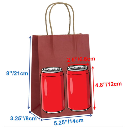 50Pcs Small Paper Gift Bags Bulk, 5.25" x 3.75" x 8" Kraft Paper Bag for Party Favors,Valentine's Day, Birthday, Wedding, Goodie, Retail, Jewelry - Red