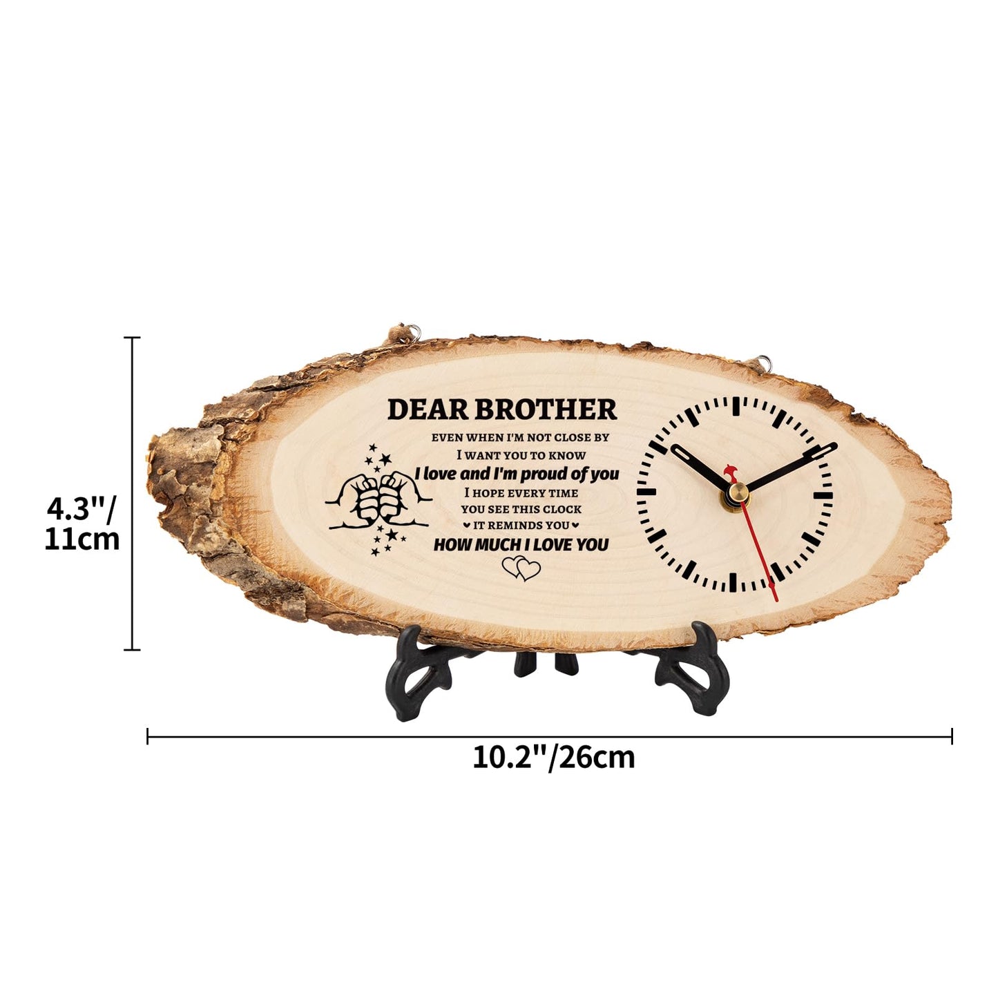 BeauGift Gifts for Brother, Wooden Clock Gift for Brothers from Sister Men Friend,Brothers Birthday Present for Brother in Law to My Brother