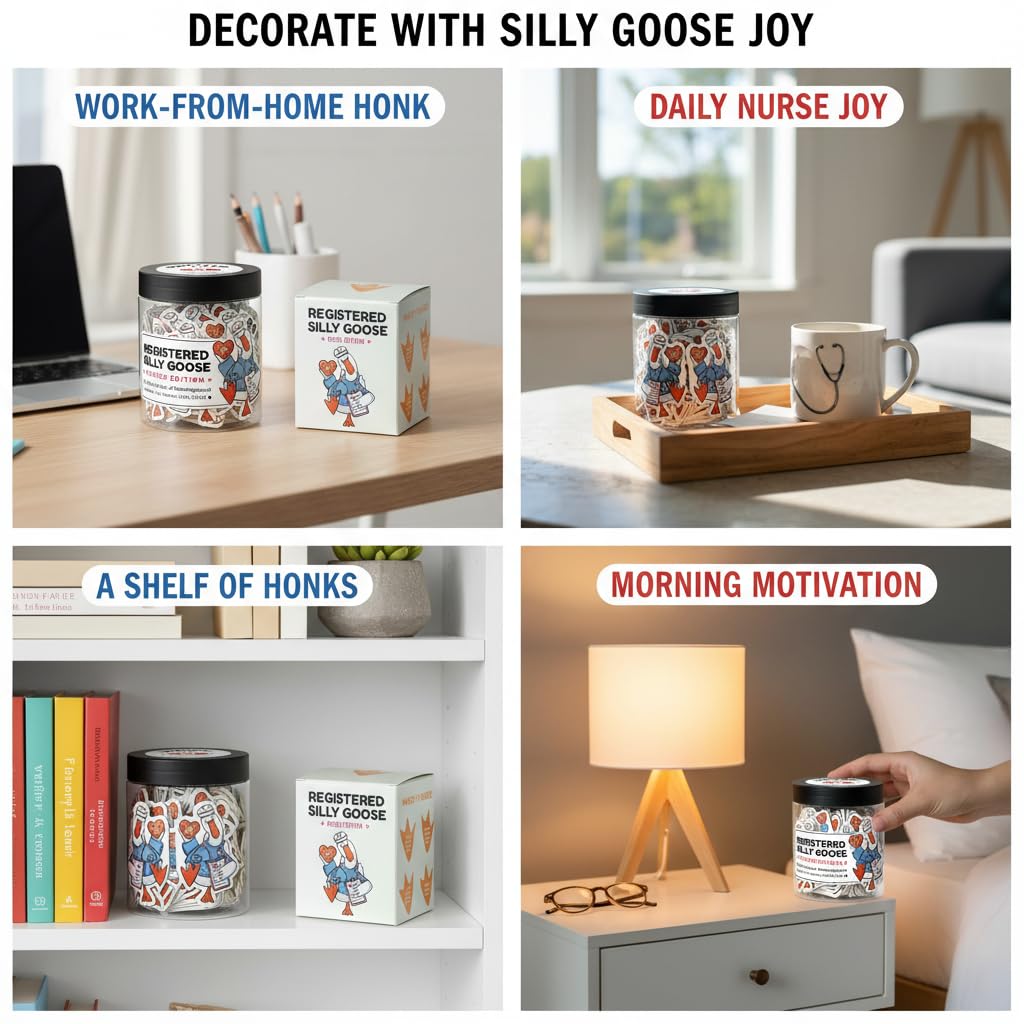 Registered Silly Goose Nurse Jar — 60 Funny Affirmation Cards, Nurses Week Appreciation Gift for Women, Nursing Graduation Gift, RN LPN CNA Encouragement