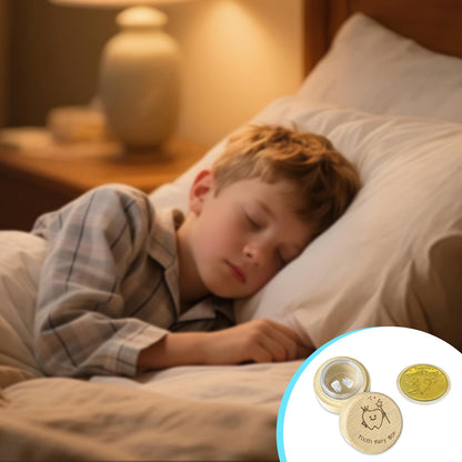 Tooth Fairy Gifts for Girls and Boys Tooth Fairy Box Coin Transparent jar with Gold Foil Reward Coins Wood Baby Keepsake Box for Lost Teeth Kids Birthday Gift (Boy style)